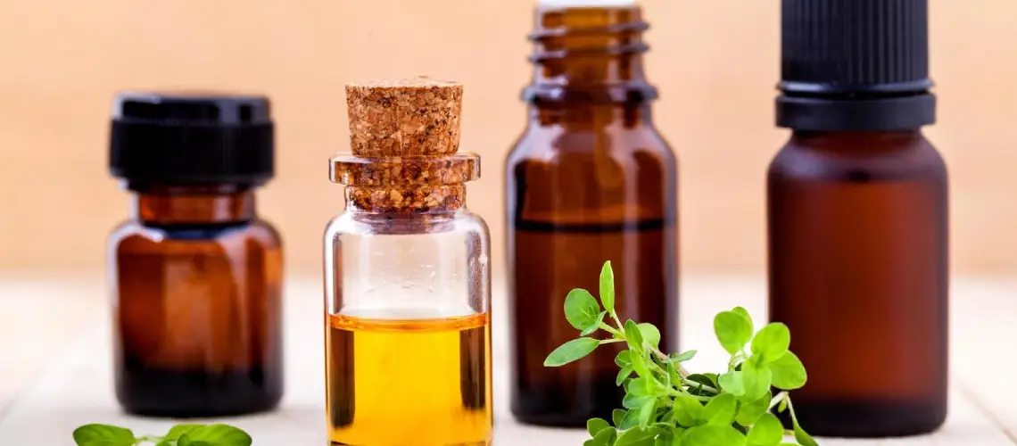 Small bottles of homeopathic medicine with natural ingredients